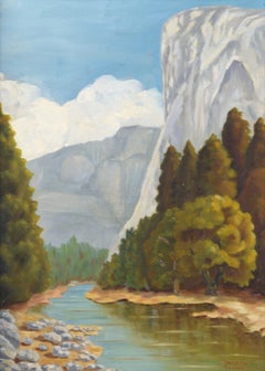 El Capitan and the Merced River - Yosemite - Mid Century Vertical Landscape