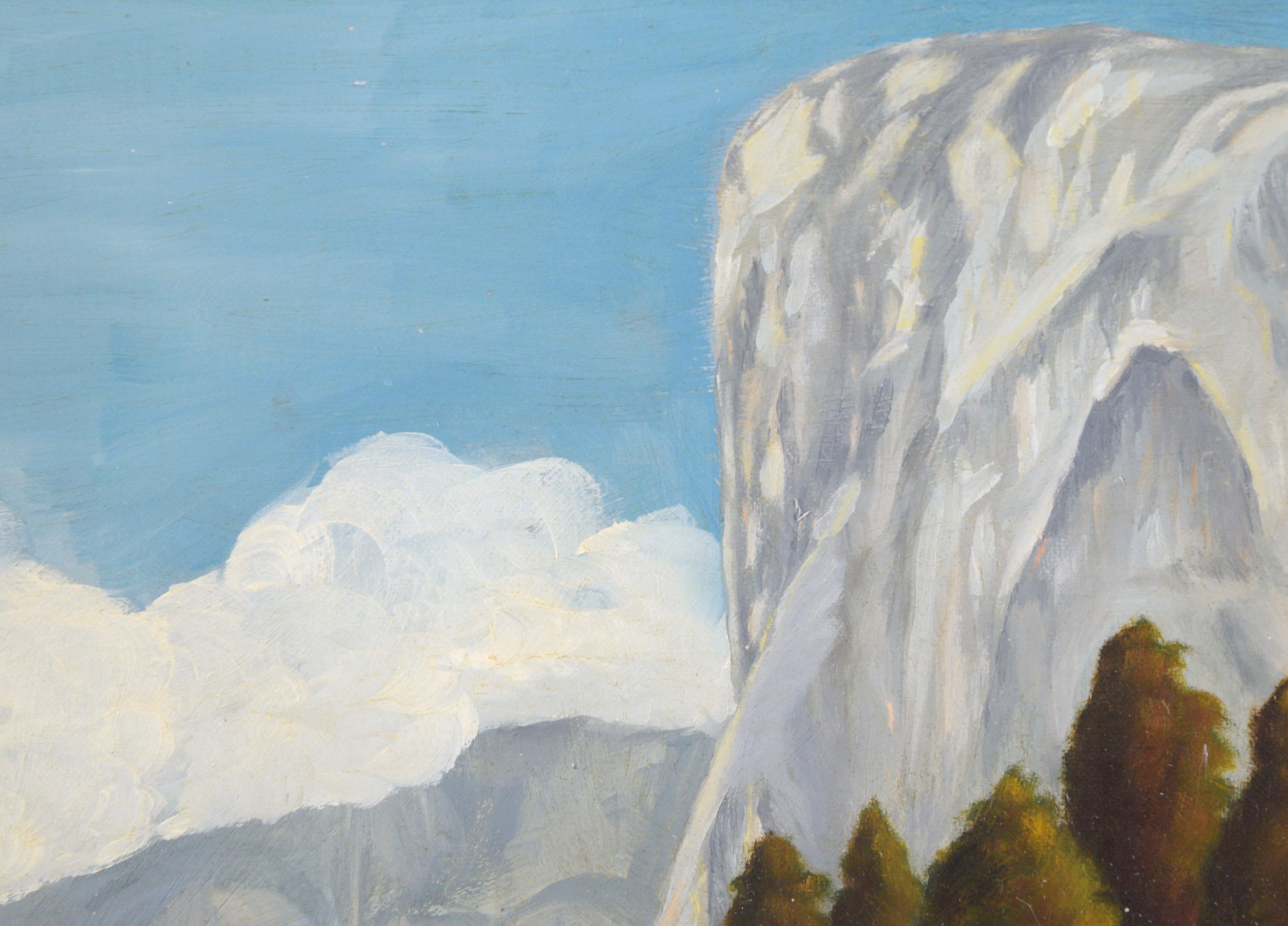 El Capitan und der Merced River - Yosemite - Vertikale Landschaft aus der Mitte des Jahrhunderts (Amerikanischer Impressionismus), Painting, von Marjorie Russell