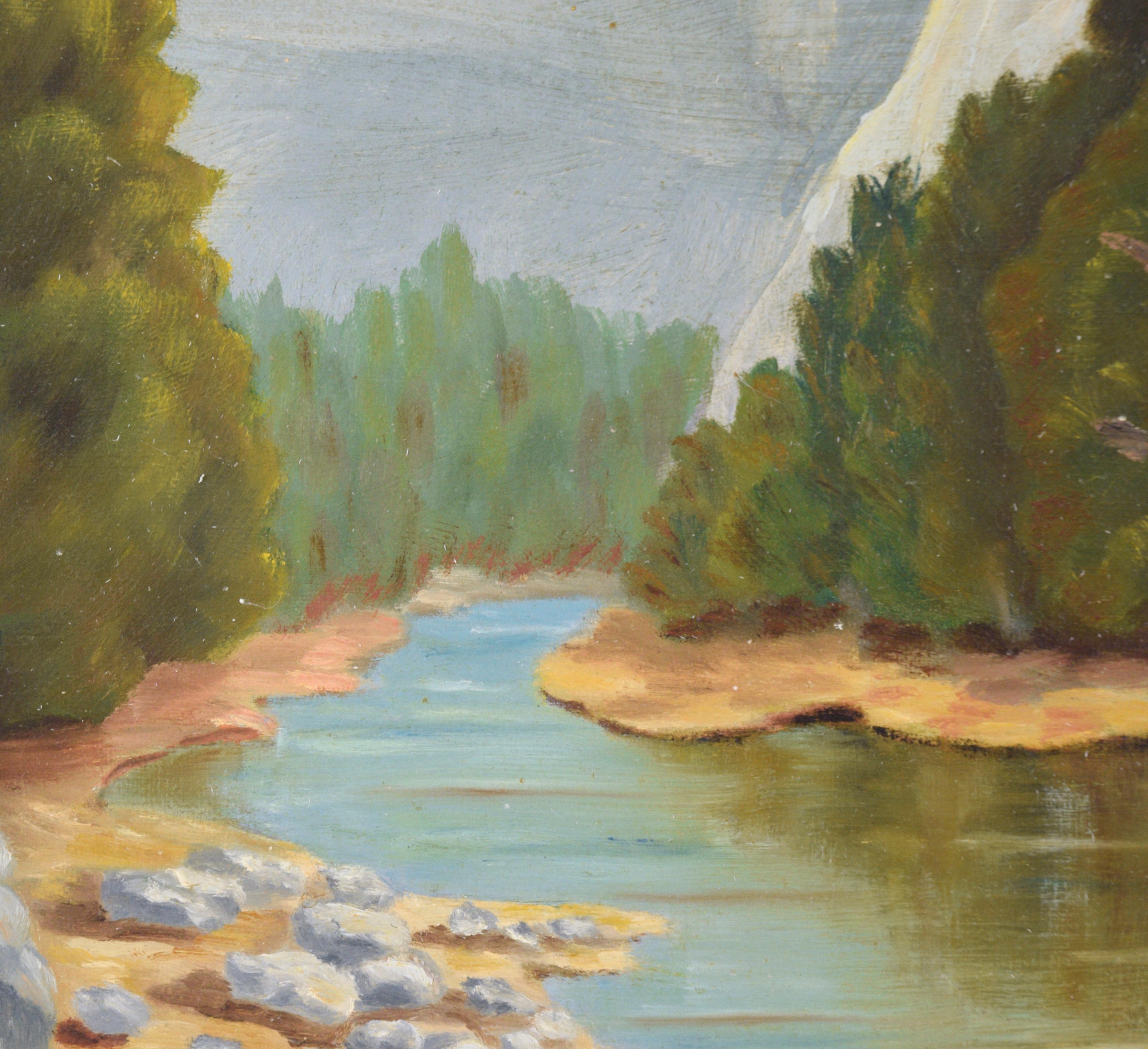 El Capitan und der Merced River - Yosemite - Vertikale Landschaft aus der Mitte des Jahrhunderts im Angebot 1
