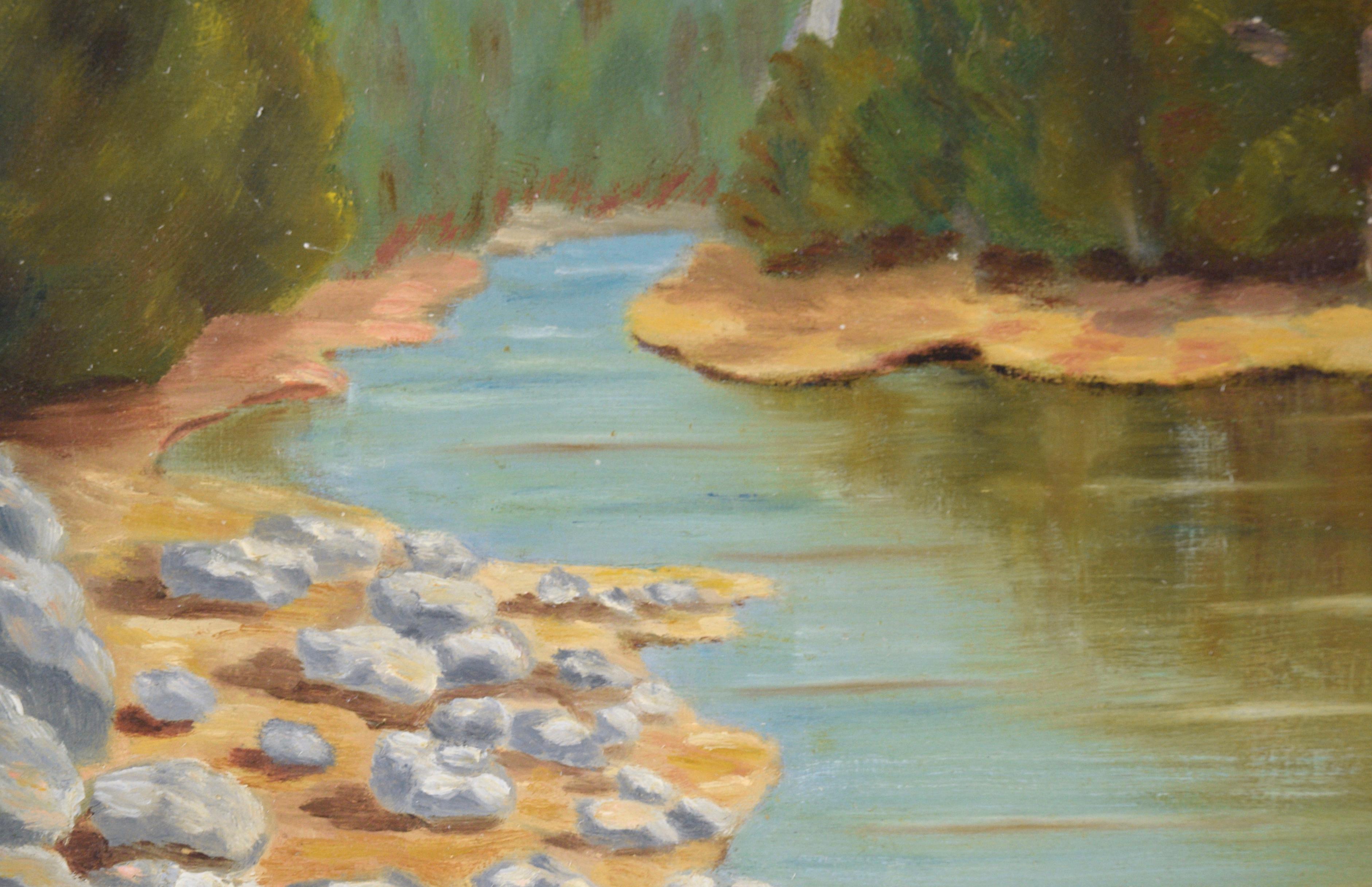 El Capitan und der Merced River - Yosemite - Vertikale Landschaft aus der Mitte des Jahrhunderts im Angebot 2
