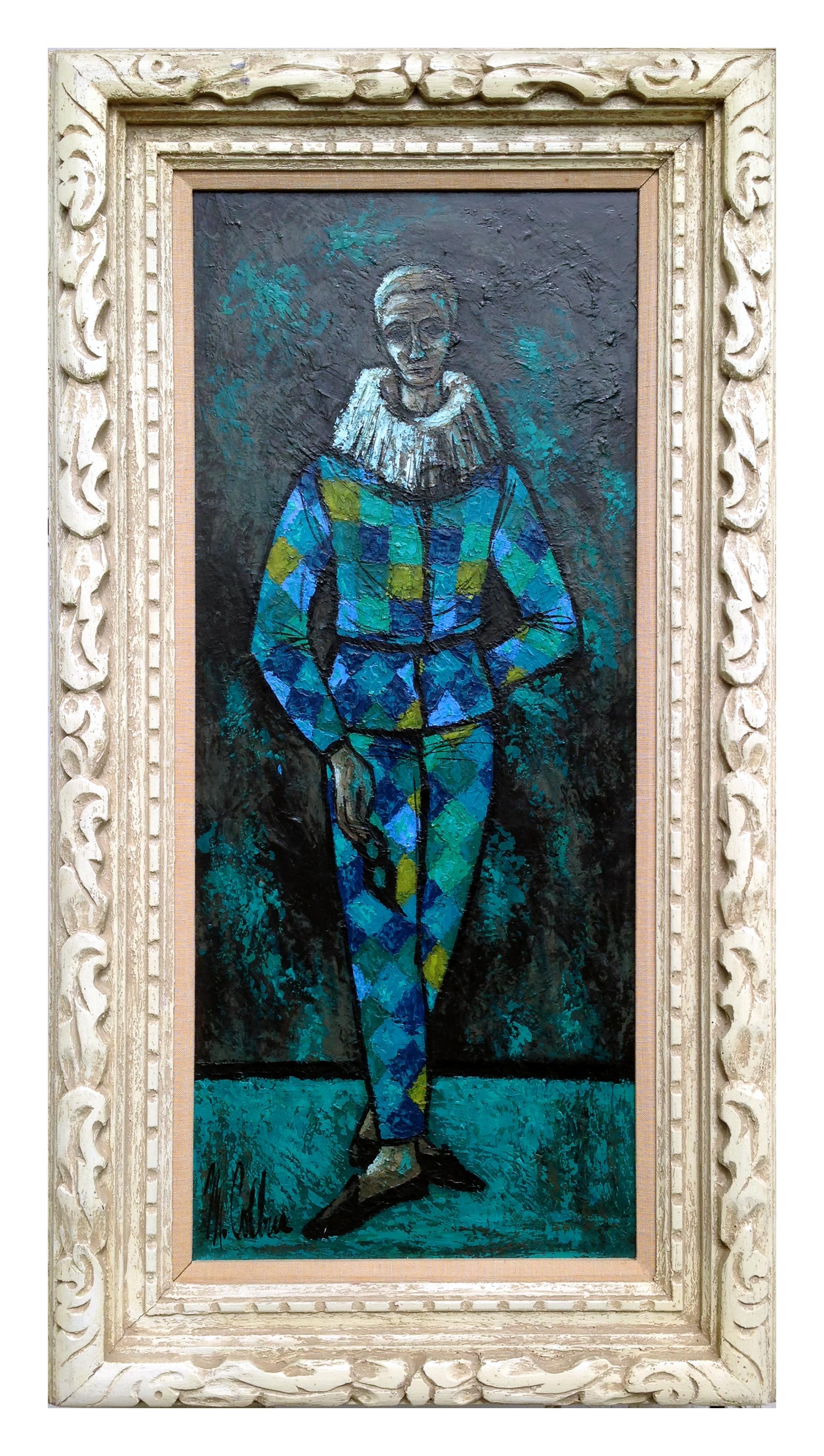 Marjorie Ruth Colbus Figurative Painting - The Masquerade - Mid-Century Modern Figurative 