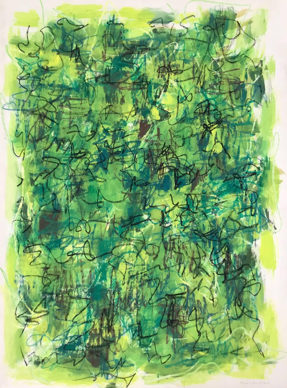 Abstract Print Marjorie S. Kubach - Sans titre : Lithographie jaune, verte et noire