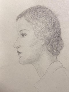Elegante Retrato de Dama Joven Escuela de París Mediados del Siglo XX Artista Listado