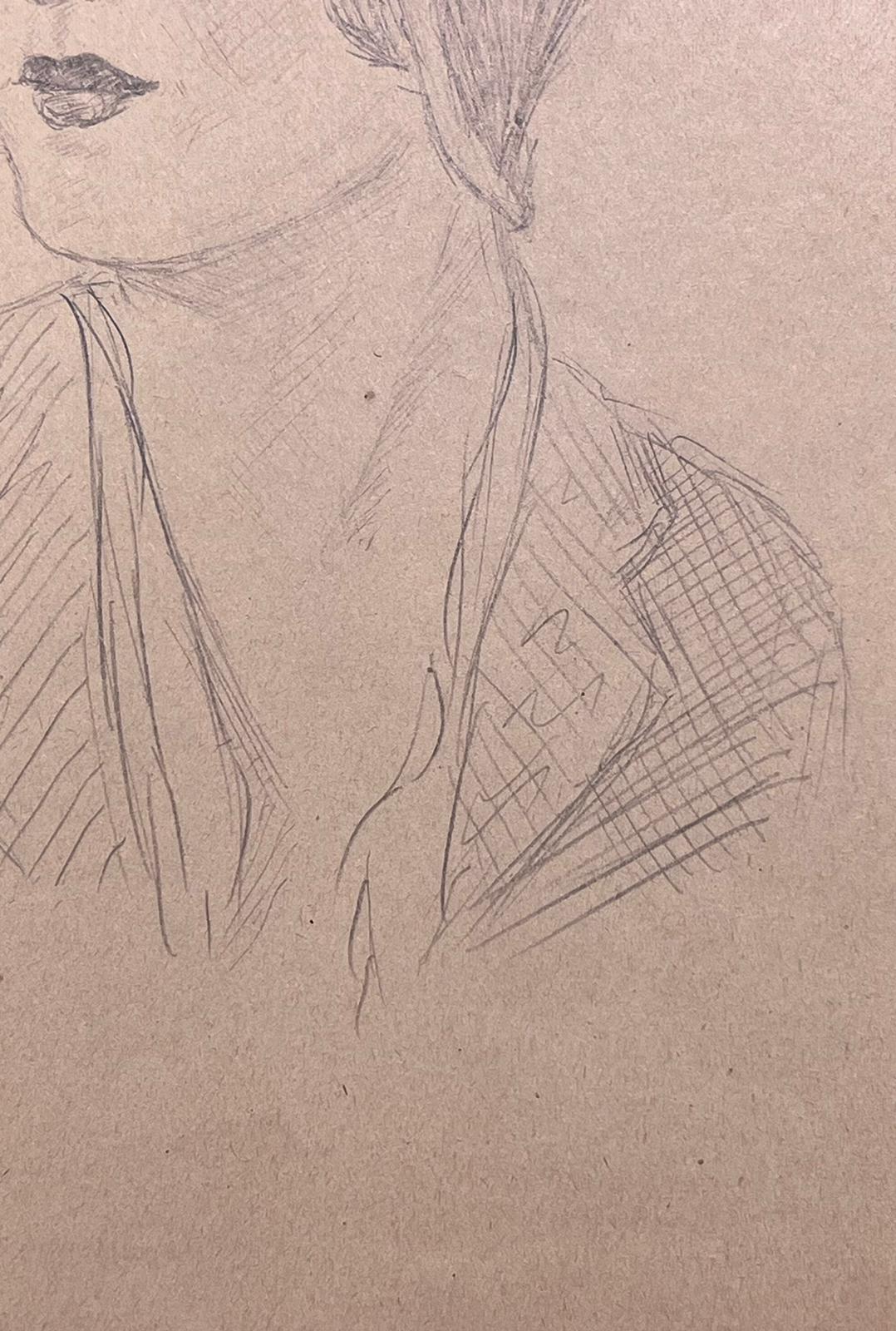 Elegante Retrato de Dama Joven Escuela de París Mediados del Siglo XX Artista Listado - Painting de Marjorie Schiele (1913-2008)