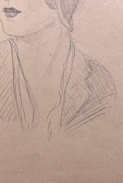 Élégant portrait de jeune femme de l'école de Paris, milieu du 20e siècle