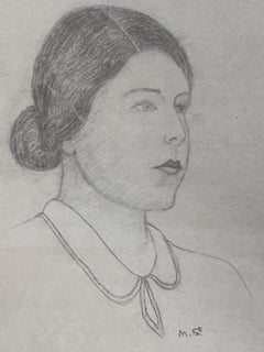 Elegant Portrait of Young Lady Paris School Mid 20th Century Listed Artist