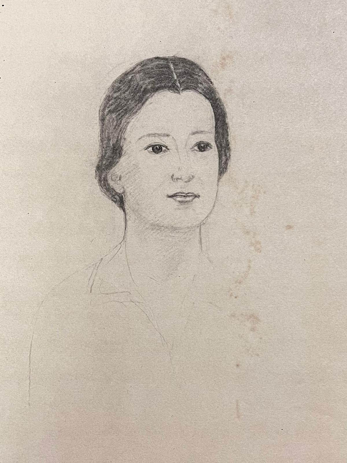Élégant portrait de jeune femme de l'école de Paris, milieu du 20e siècle - Impressionnisme américain Painting par Marjorie Schiele (1913-2008)
