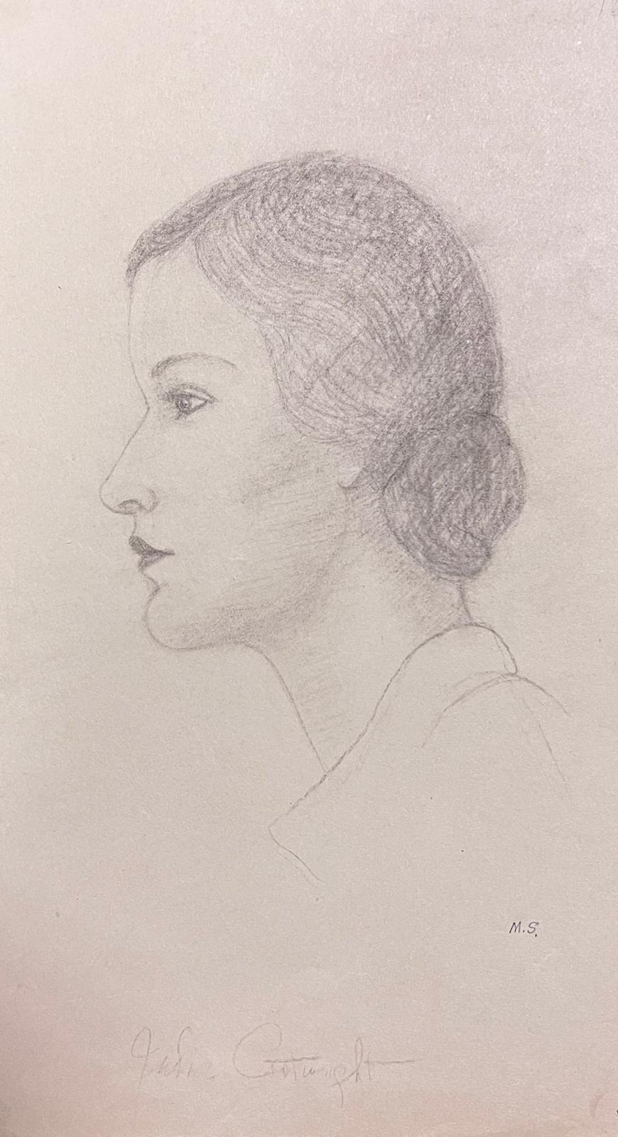 Elegantes Porträt einer jungen Dame, Pariser Schule, Mitte des 20. Jahrhunderts, gelistete Künstlerin (Amerikanischer Impressionismus), Painting, von Marjorie Schiele (1913-2008)