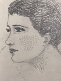 Antique Elegant Portrait of Young Lady Paris School Mid 20th Century Listed Artist