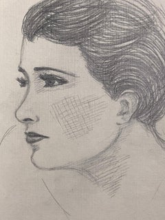 Elegante Retrato de Dama Joven Escuela de París Mediados del Siglo XX Artista Listado