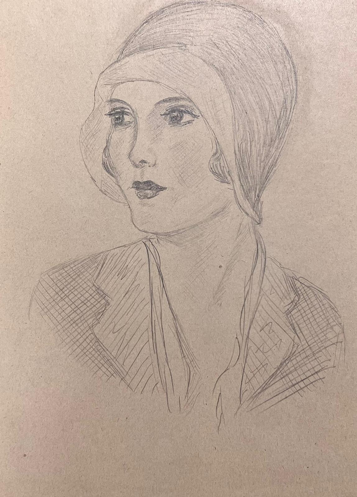 Marjorie Schiele (1913-2008) Figurative Painting – Elegantes Porträt einer jungen Dame, Pariser Schule, Mitte des 20. Jahrhunderts, gelistete Künstlerin