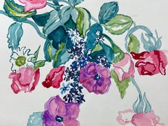 Aquarelle florale vibrante avec roses et fleurs sauvages