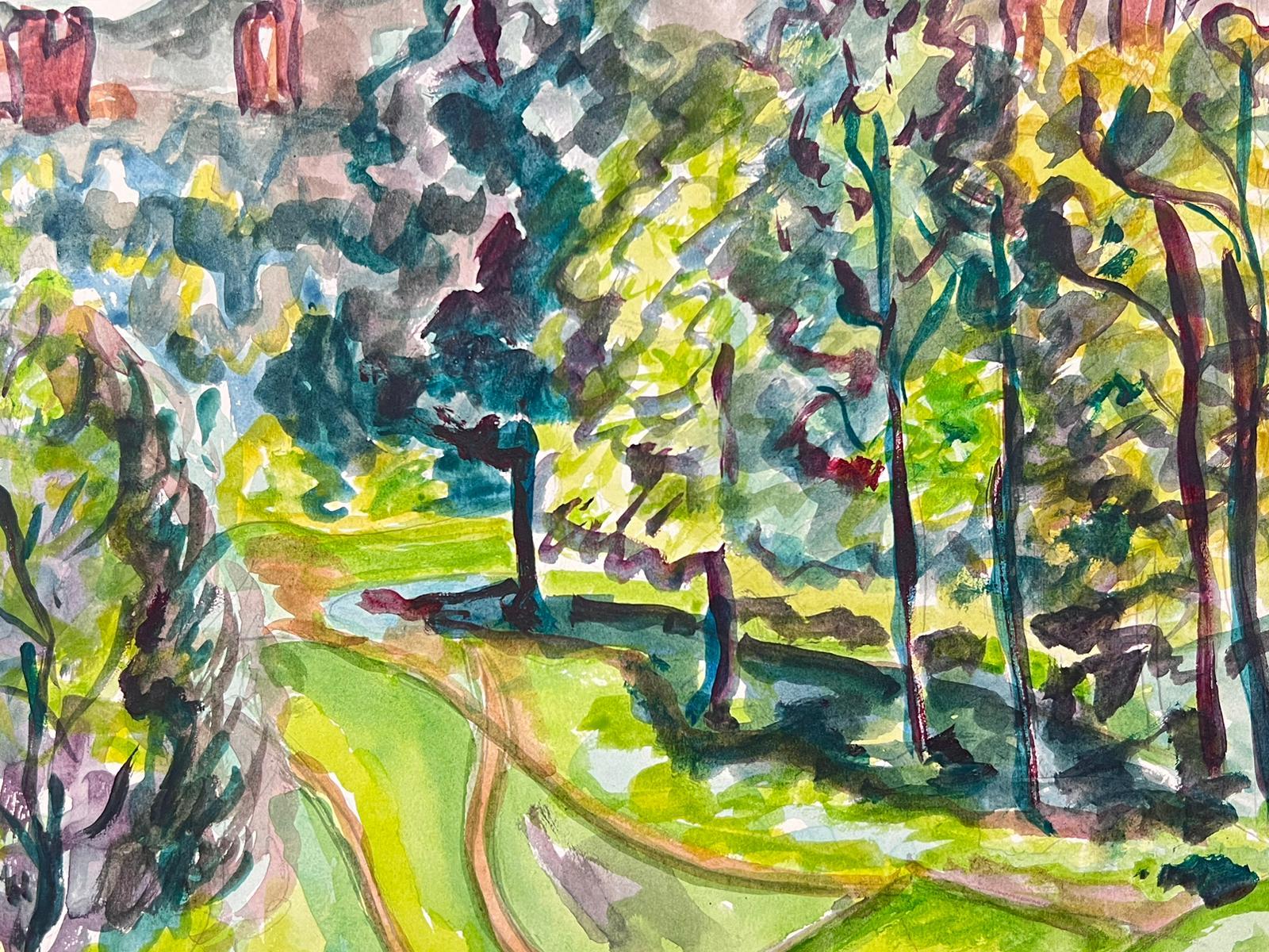 Paisaje de acuarela vibrante
pintura original en acuarela sobre papel de artista
firmado por Marjorie Schiele (1913-2008) *ver notas más abajo
el trozo de papel mide 9,5 x 12,5 pulgadas
En buen estado
procedencia: de una colección privada de
