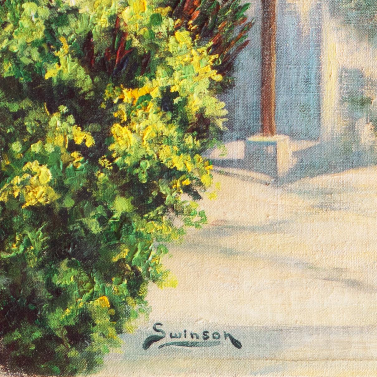 'Coastal Cottages', Mid-century Massachusetts Woman Artist, California - Painting by Marjorie Swinson