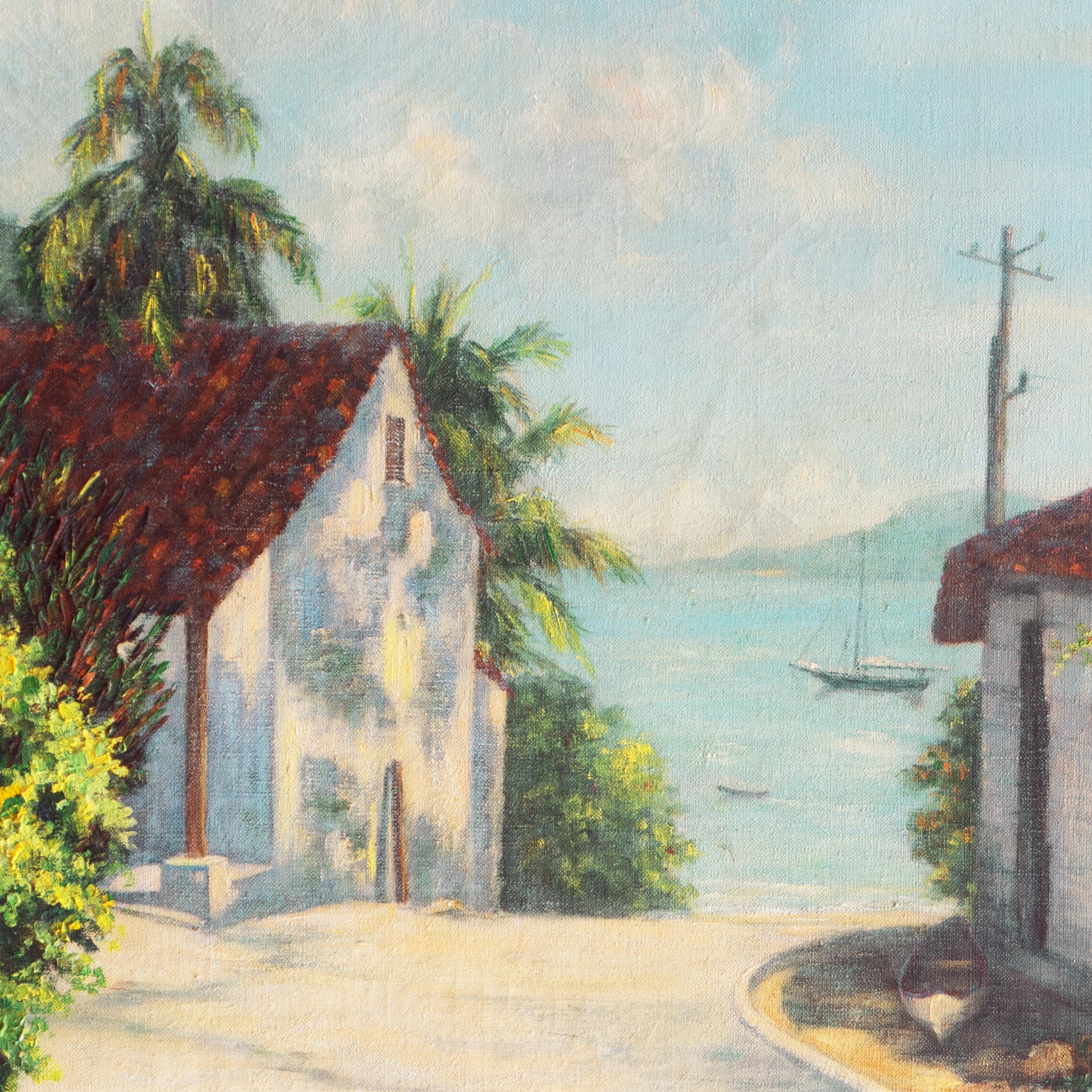 Signed lower left, 'Swinson' for Marjorie E.G. Swinson (American, born circa 1904) and painted circa 1955; additionally signed, verso, 'Marjorie E. G. Swinson'.

Marjorie Swinson lived and worked in Massachusetts and California.