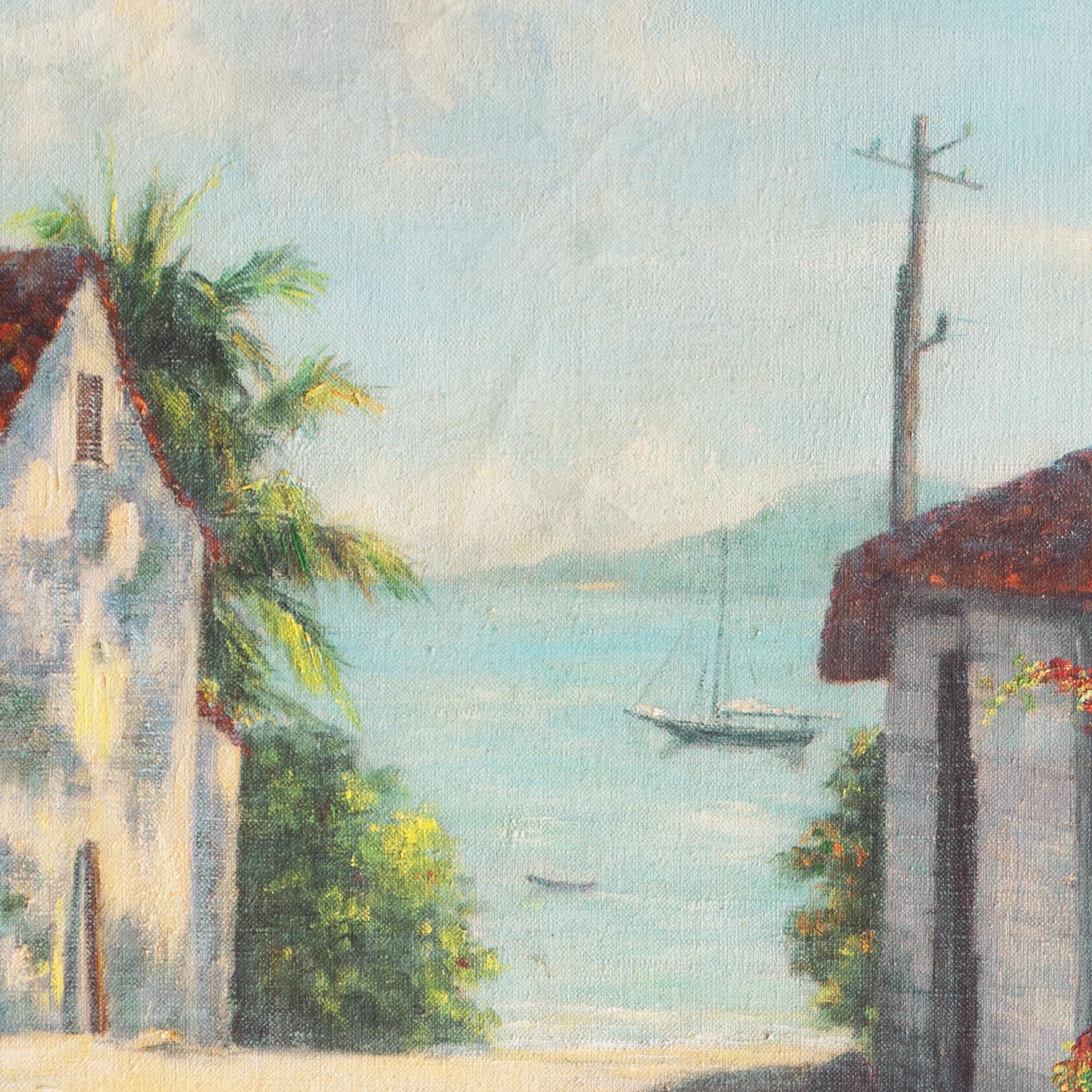 'Coastal Cottages', Mid-century Massachusetts Woman Artist, California For Sale 3