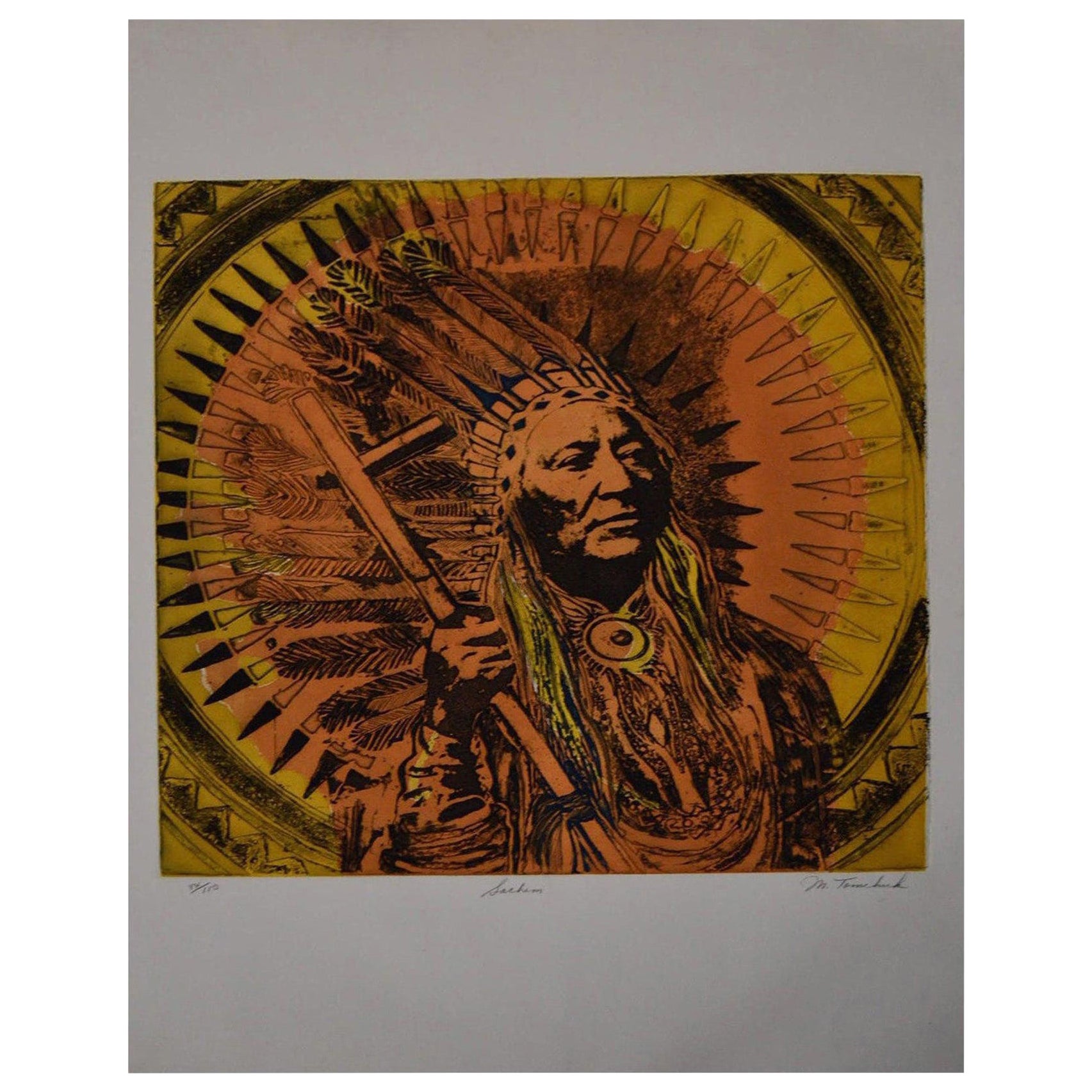 Marjorie Tomchuk Canadian Art Signed Limited Edition Embossed Etching "Sachem"