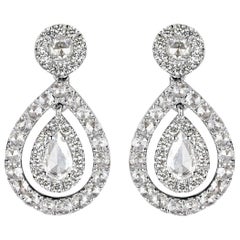 Mark 1.10 Carat Rose-Cut Pear Shaped Diamond Dangle Earrings