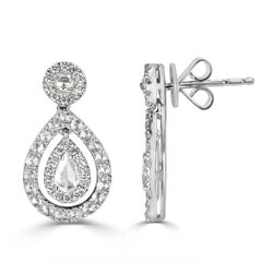 Mark 1.10 Carat Rose-Cut Pear Shaped Diamond Dangle Earrings