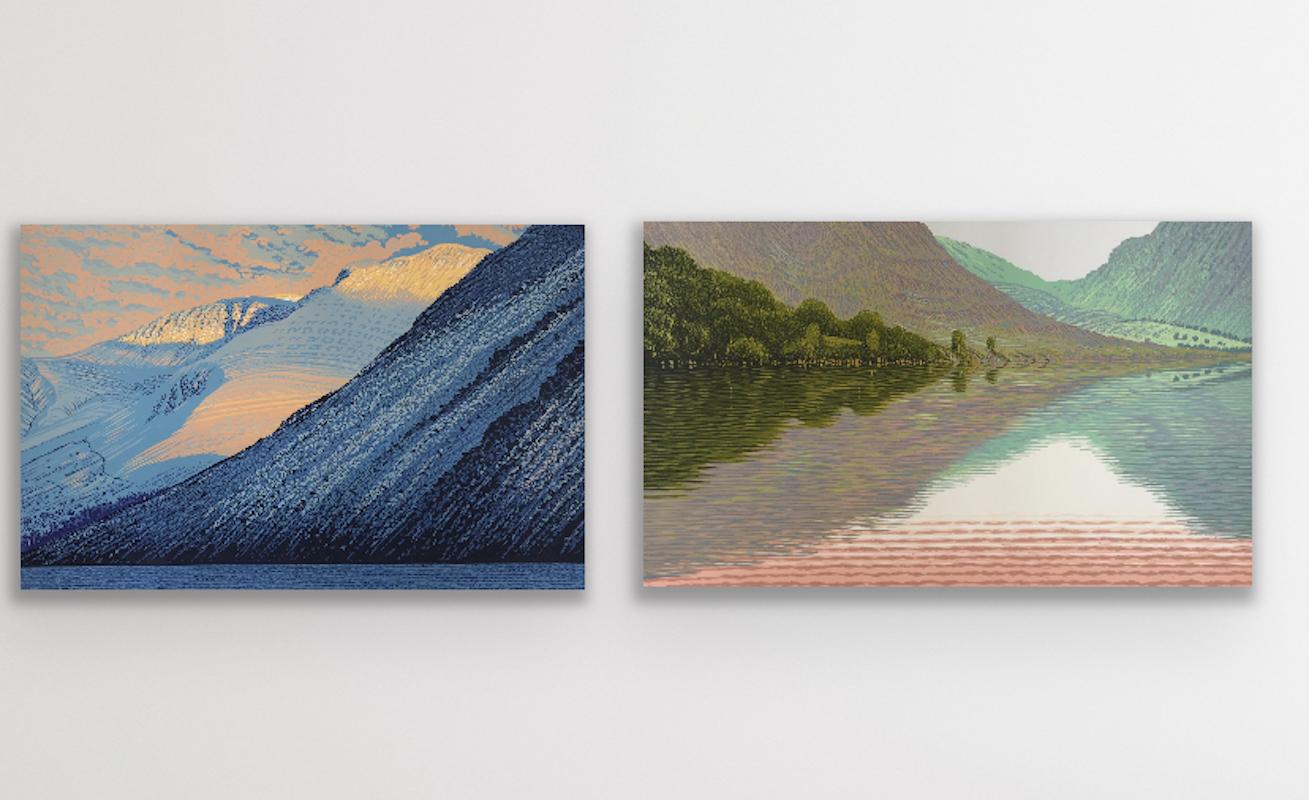 Mark A Pearce Landscape Print - Summer Wasdale and Sun on Scafell diptych, Limited edition print, Seascape