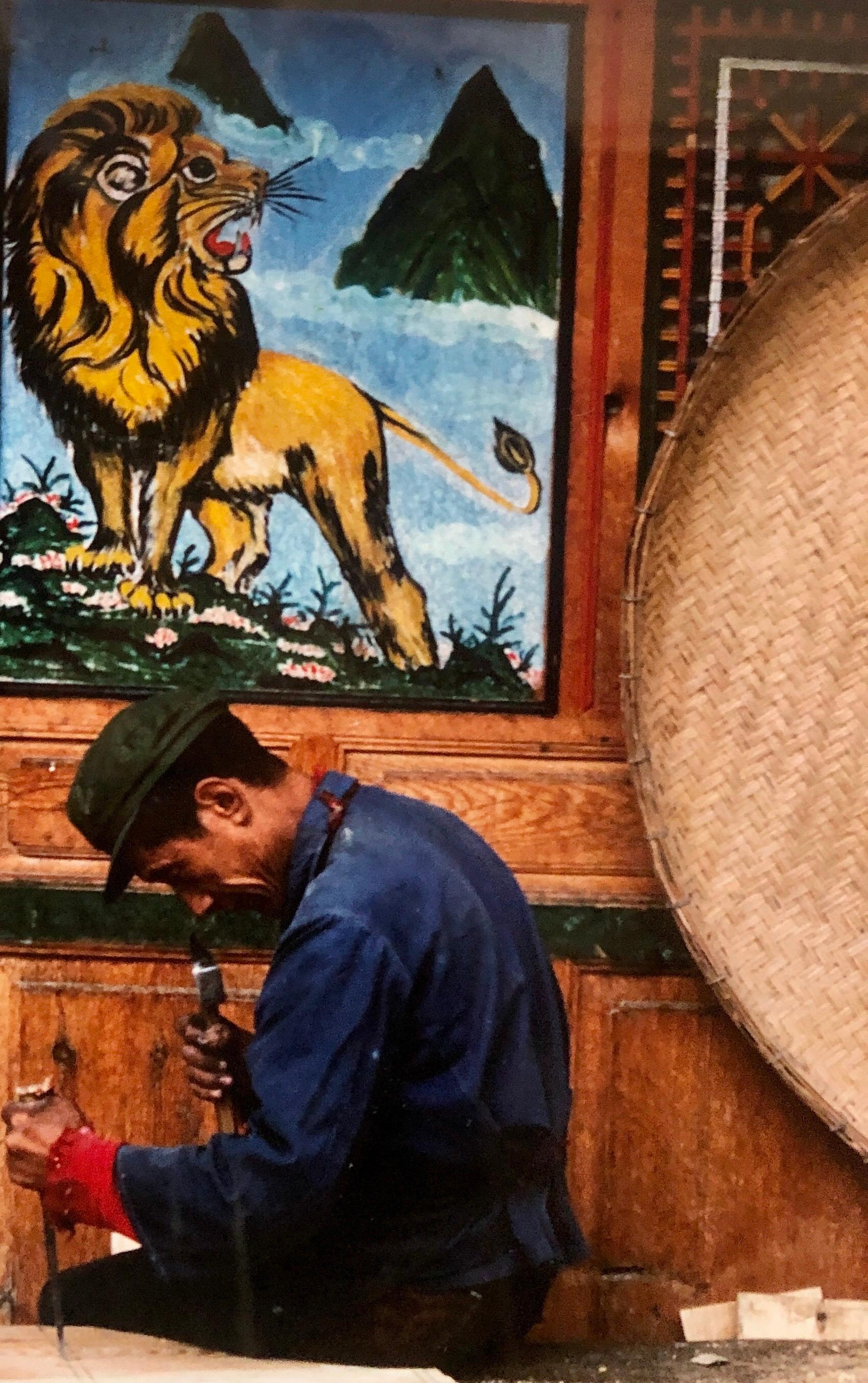 La alfombrilla mide 20 X 26 La mira mide 13 X 19,5 
Jiu Zhai Gai La naturaleza de Sichuan conserva una colorida arquitectura pintada con leones y trabajos artesanales.

Mark Abrahamson es un artista estadounidense de posguerra y contemporáneo nacido