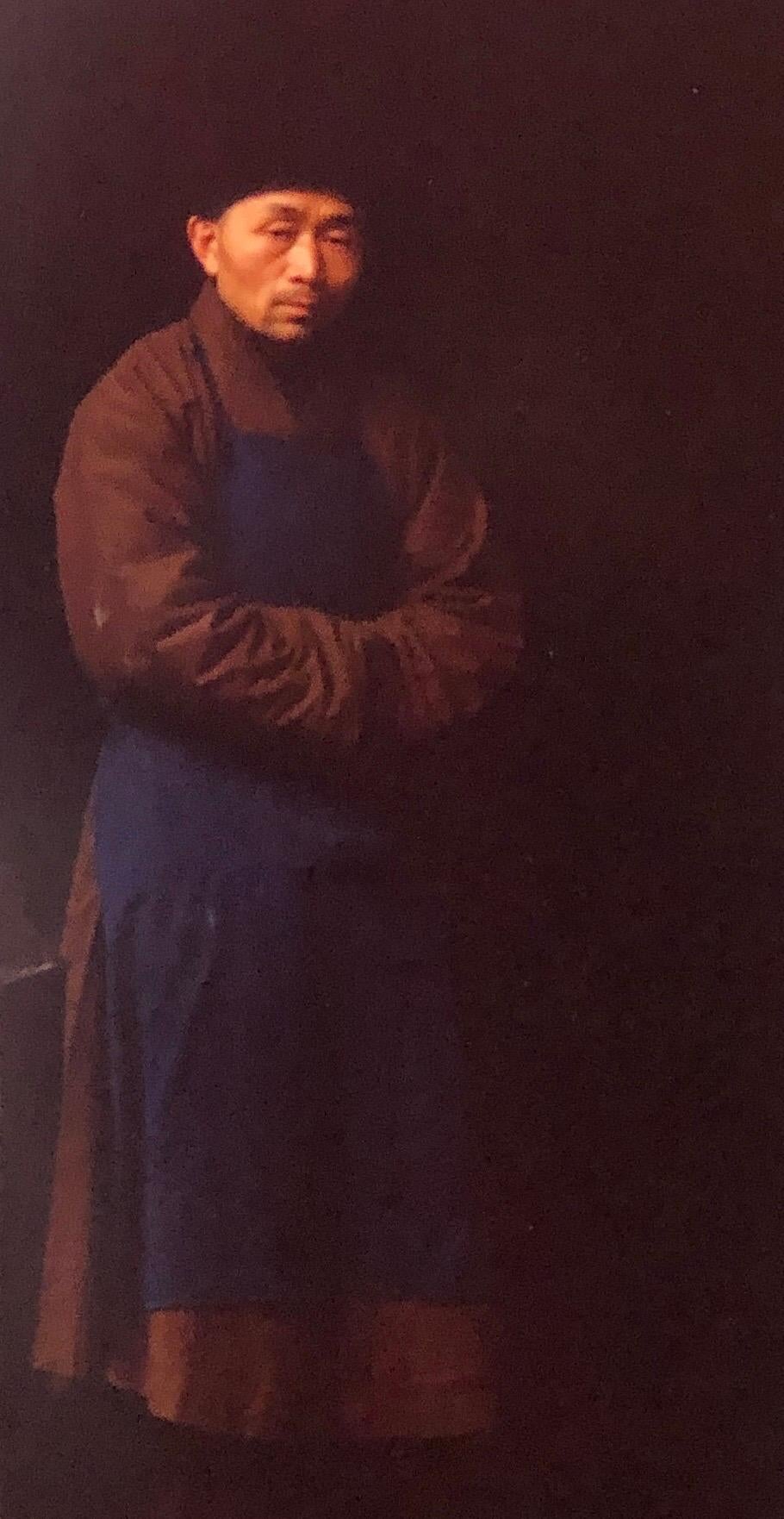 Vintage Fotografie Cibachrome Tibetischer Monk Chengdu China Porträt-Fotodruck (Schwarz), Color Photograph, von Mark Abrahamson