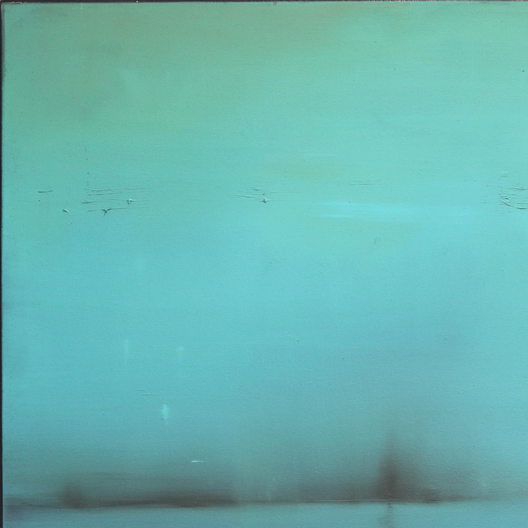 Un ciel lointain - Peinture à l'huile abstraite atmosphérique bleu-vert - Abstrait Painting par Mark Acetelli
