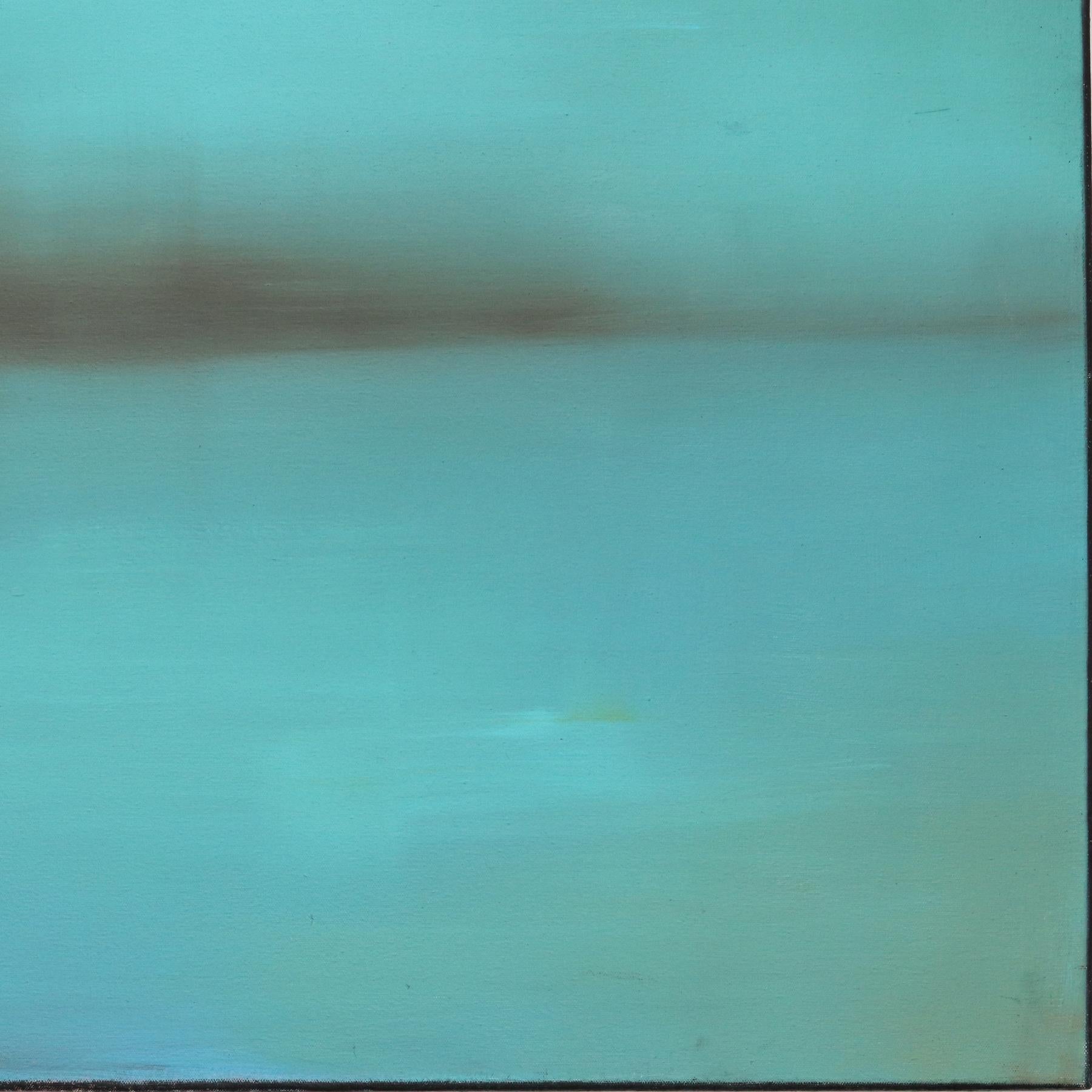 Un ciel lointain - Peinture à l'huile abstraite atmosphérique bleu-vert en vente 3