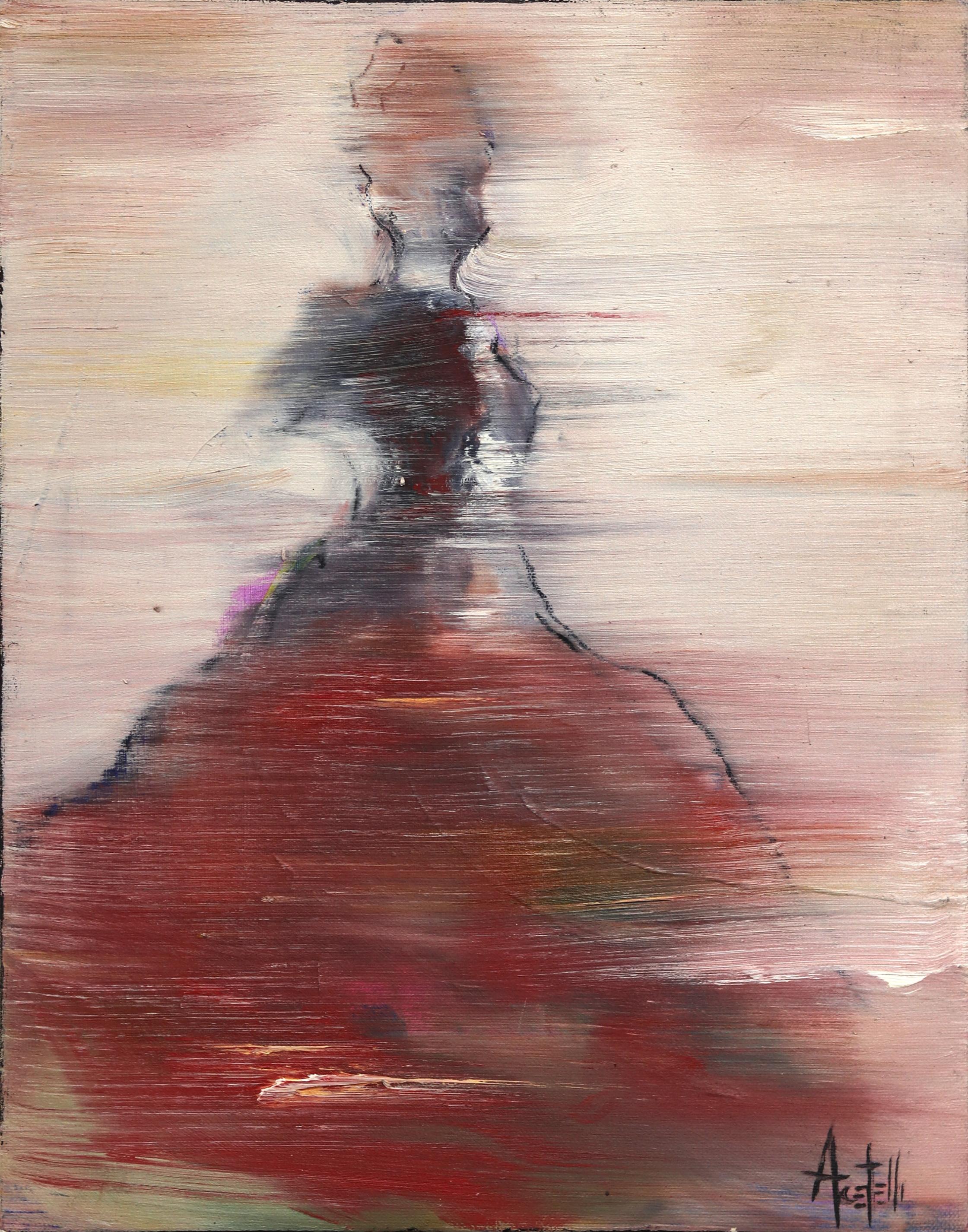 Aria #1  - Huile sur toile - Peinture figurative abstraite d'une danseuse - Mixed Media Art de Mark Acetelli