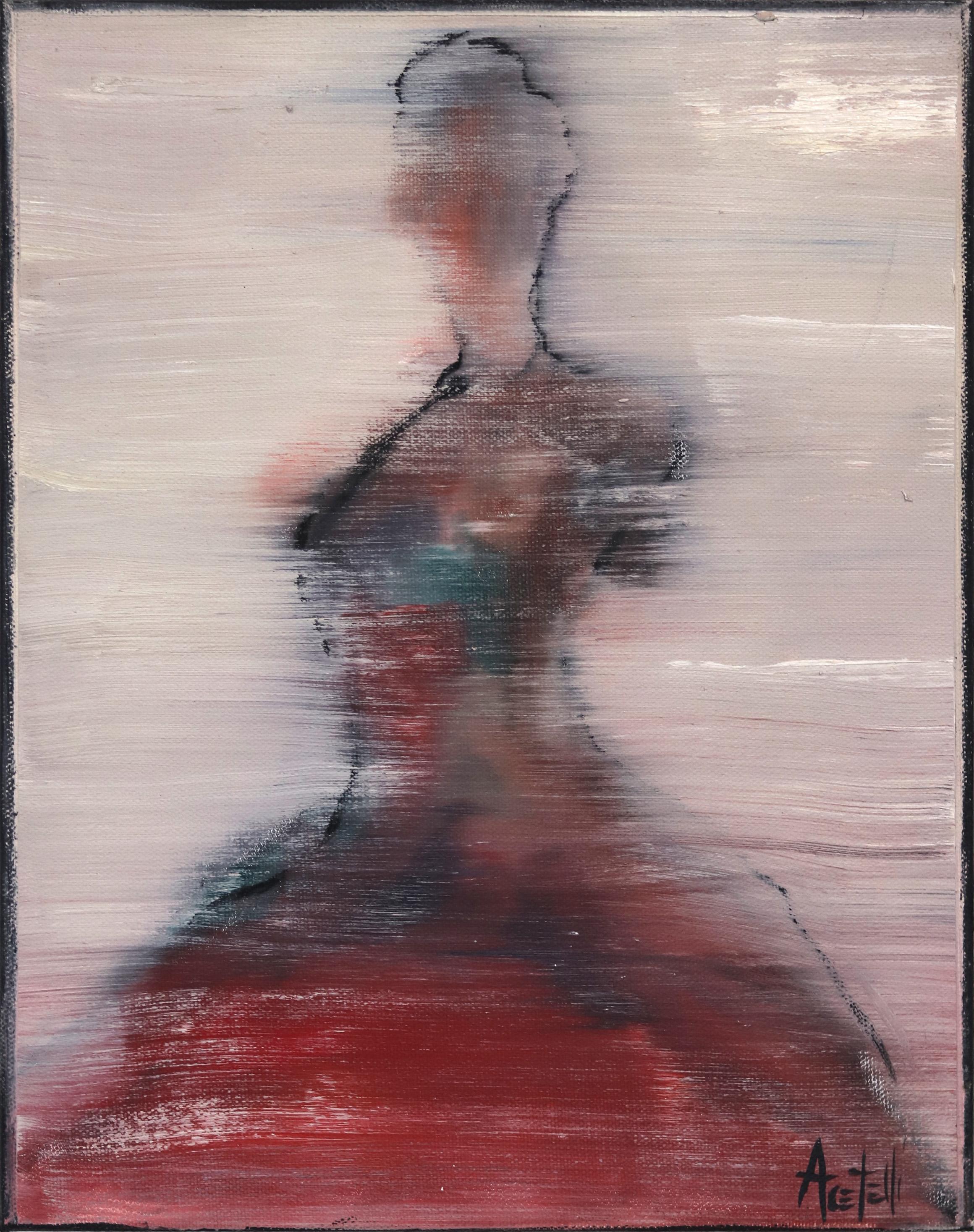 Figurative Painting Mark Acetelli - Aria n°3 - Huile sur toile - Peinture figurative abstraite d'une danseuse