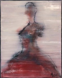 Aria n°3 - Huile sur toile - Peinture figurative abstraite d'une danseuse