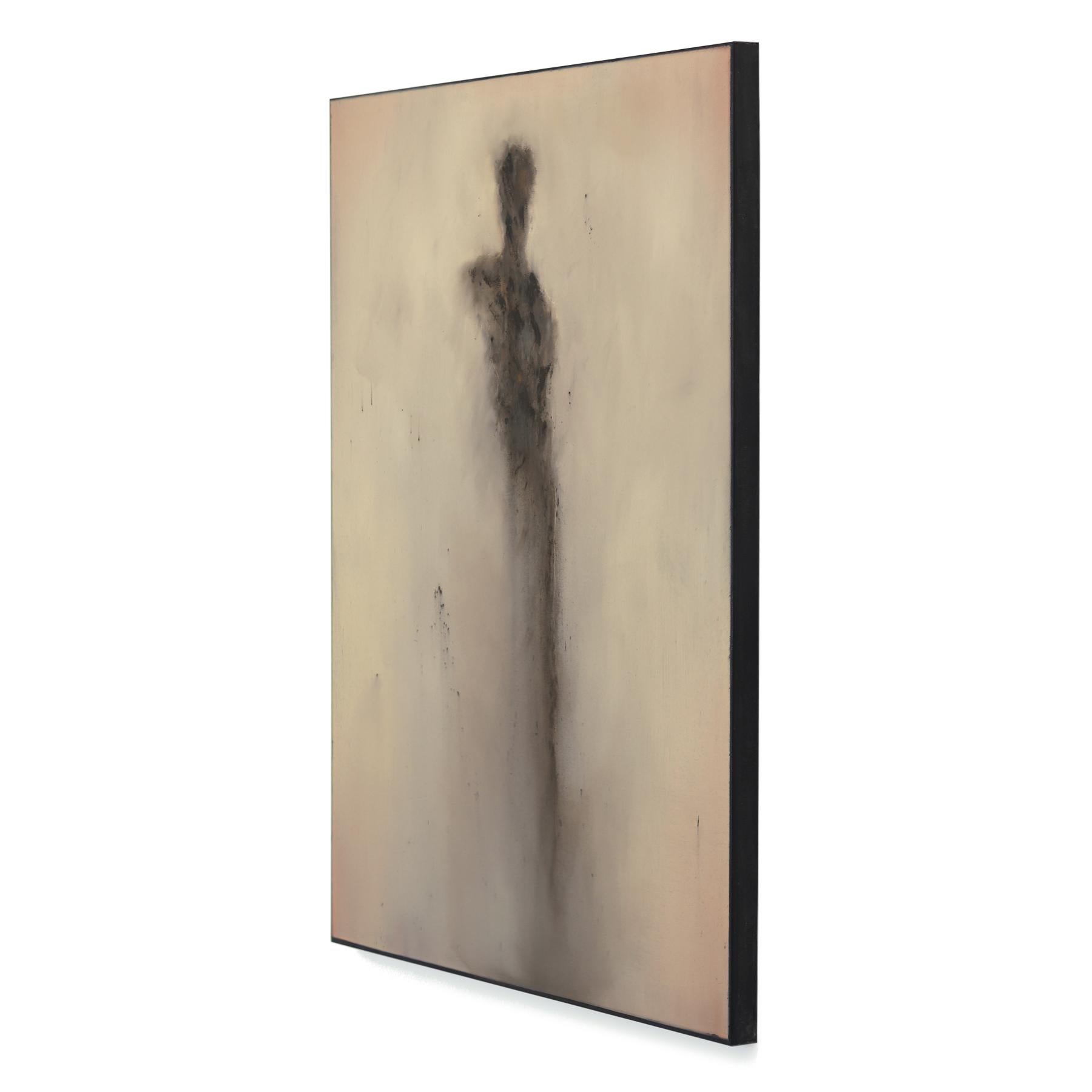 Beyond the Ashes - Abstract Moody Neutral Tone Figurative Oil Painting on Canvas For Sale 1