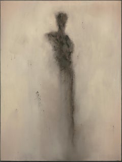 Jenseits der Asche - Abstrakte stimmungsvolle neutrale Töne figurative Ölgemälde auf Leinwand