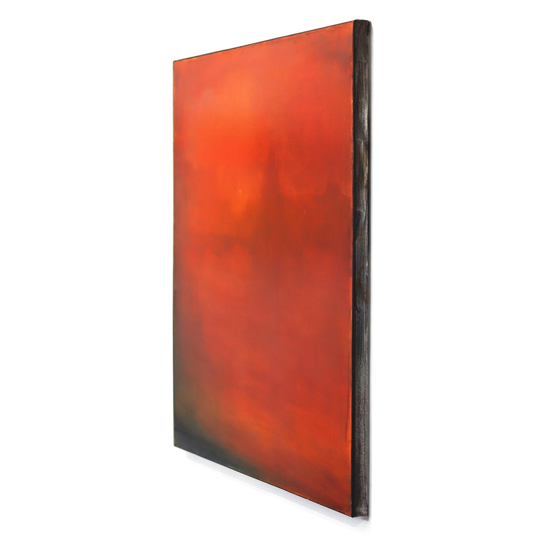 Dante's Summer - Vibrant Red Orange Atmospheric Abstract Oil Painting on Canvas For Sale 2