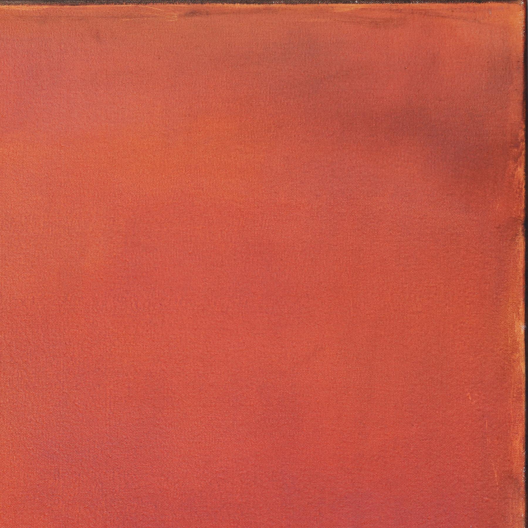 Dante's Summer - Vibrant Red Orange Atmospheric Abstract Oil Painting on Canvas For Sale 3