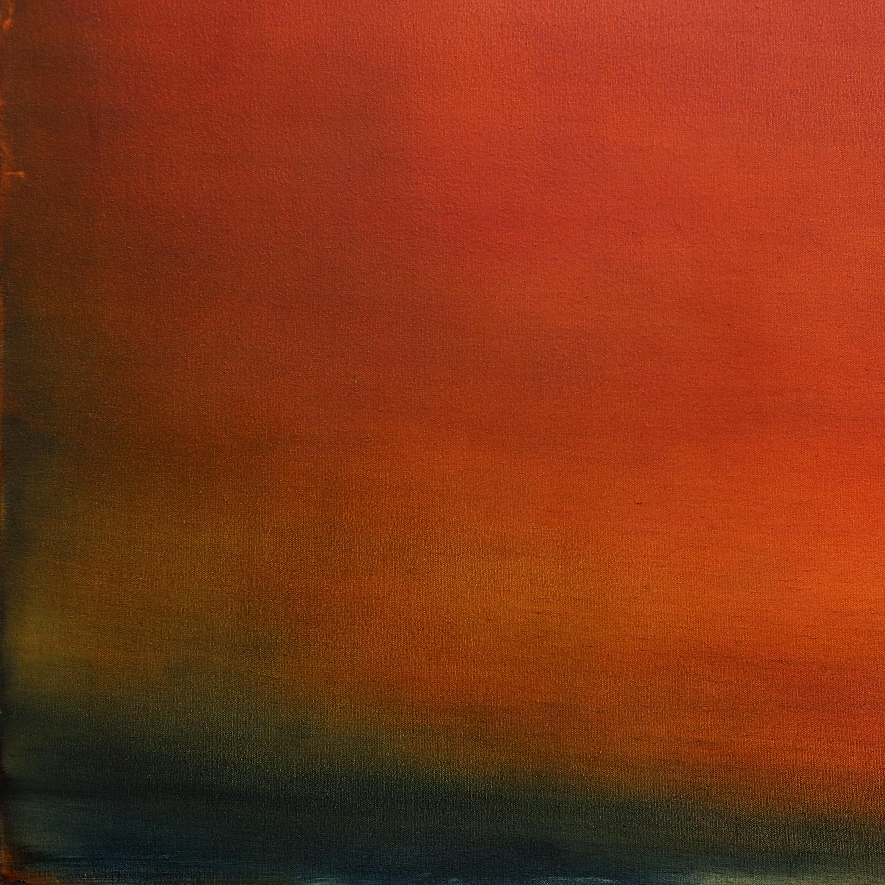 Dante's Summer - Vibrant Red Orange Atmospheric Abstract Oil Painting on Canvas For Sale 5