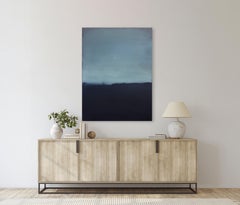 Desert Moon - Moody Blue Cool Tone Atmospheric Landscape Oil Painting on Canvas