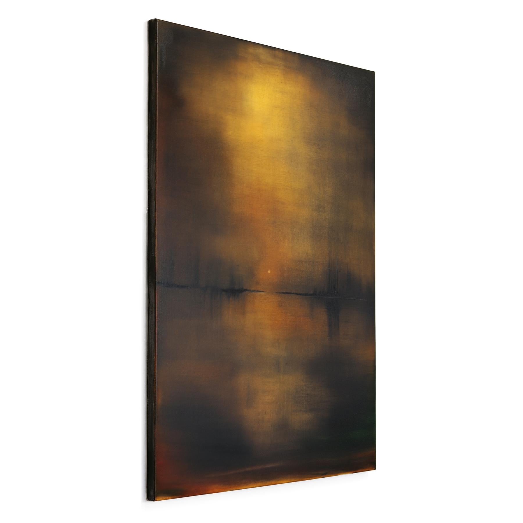 Distanza tra 2 - Eleganza del paesaggio astratto dipinto ad olio - Landscape Painting Nero di Mark Acetelli