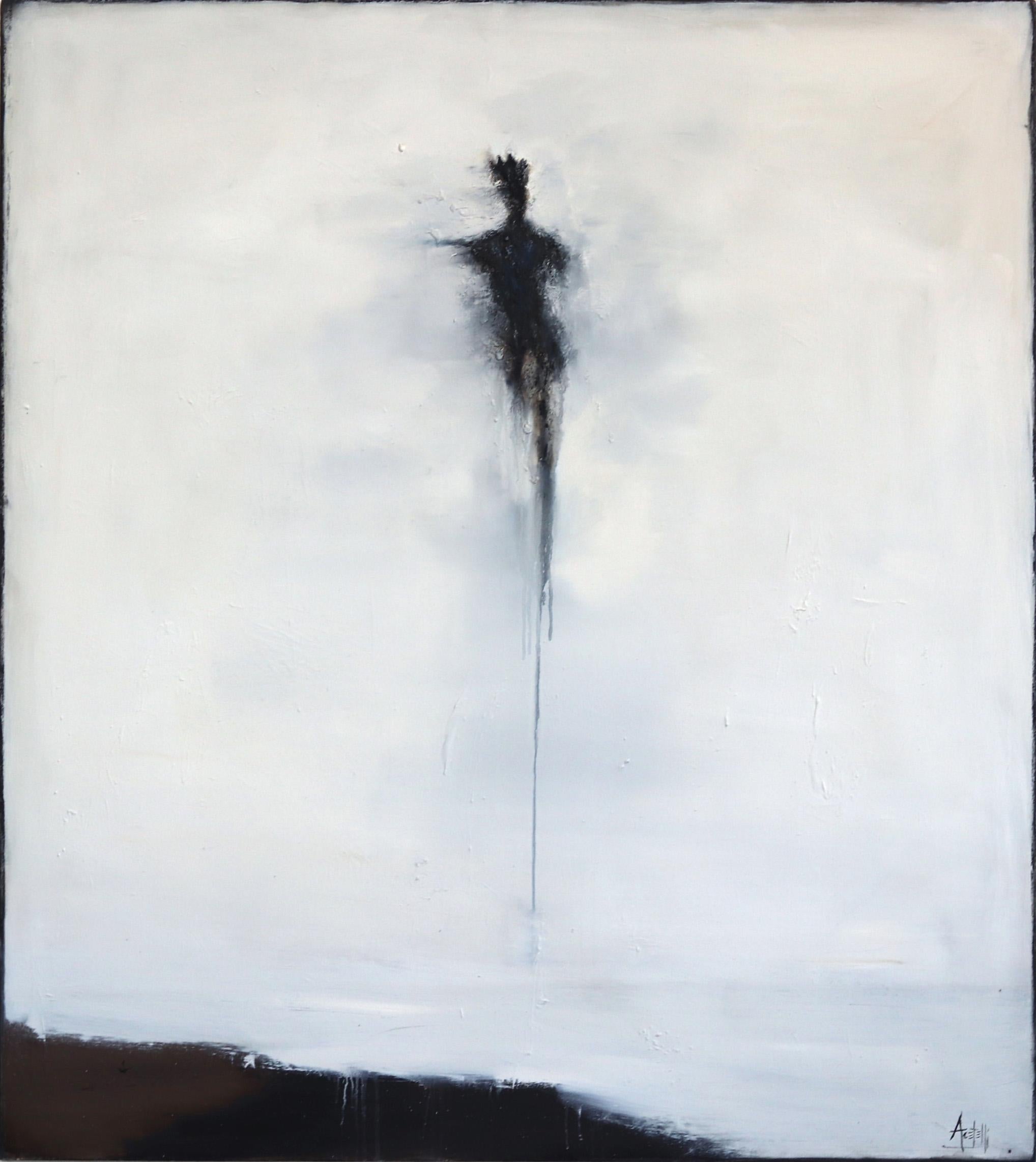 Faith - Original Minimalist Figurative Oil Painting on Canvas - Mixed Media Art by Mark Acetelli