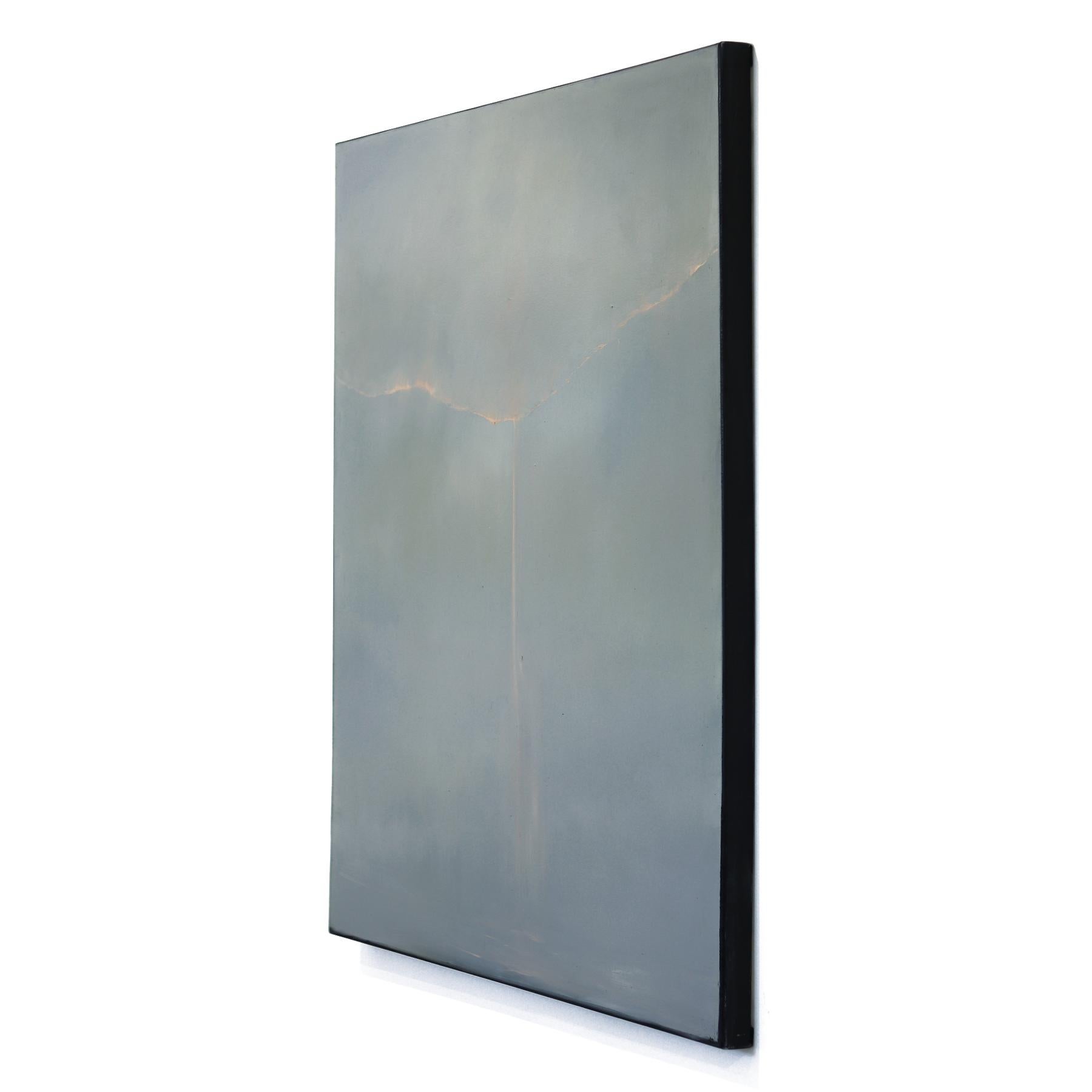Falling Fire - Muted Color Atmospheric Abstract Alluring Oil Painting on Canvas For Sale 1