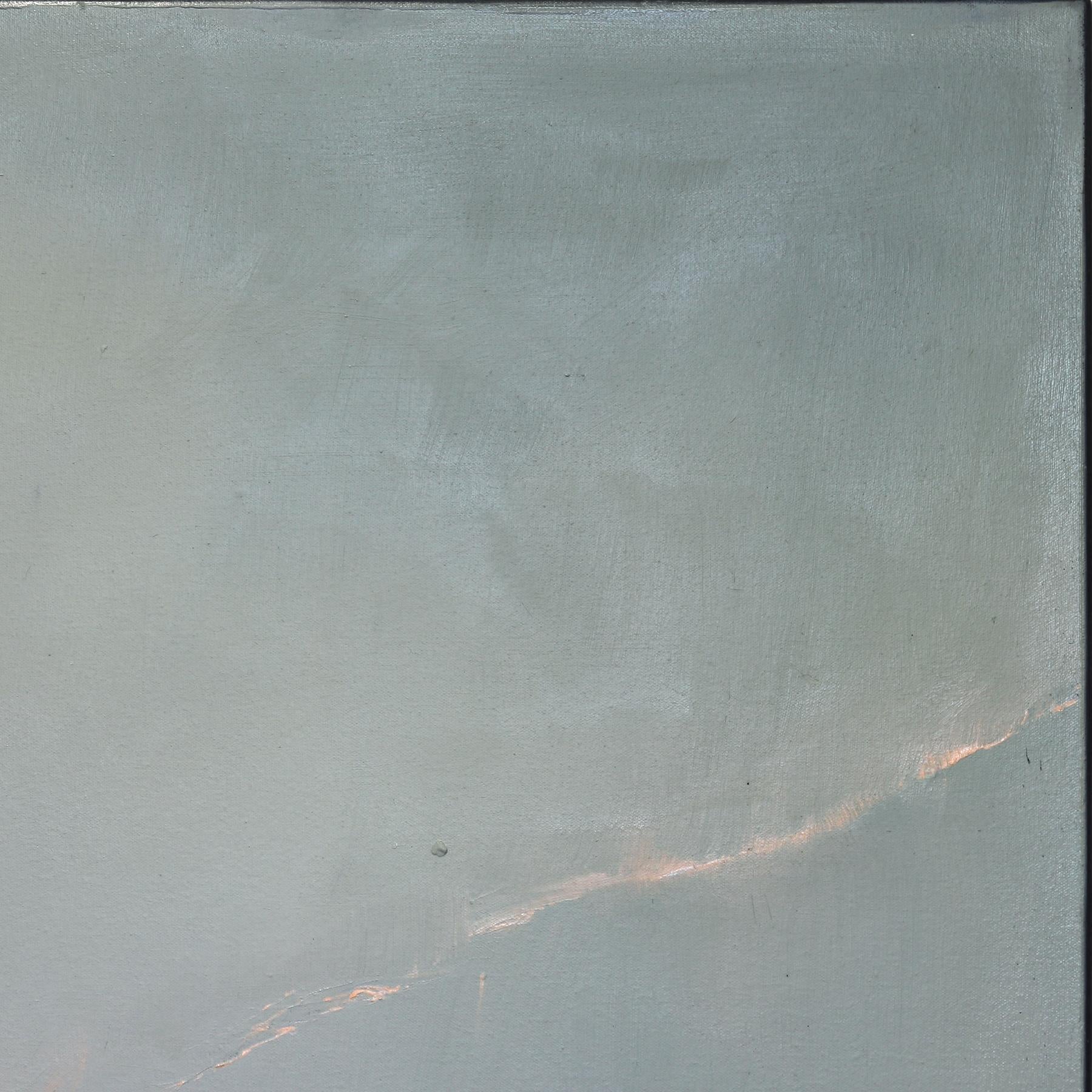 Falling Fire - Muted Color Atmospheric Abstract Alluring Oil Painting on Canvas For Sale 2