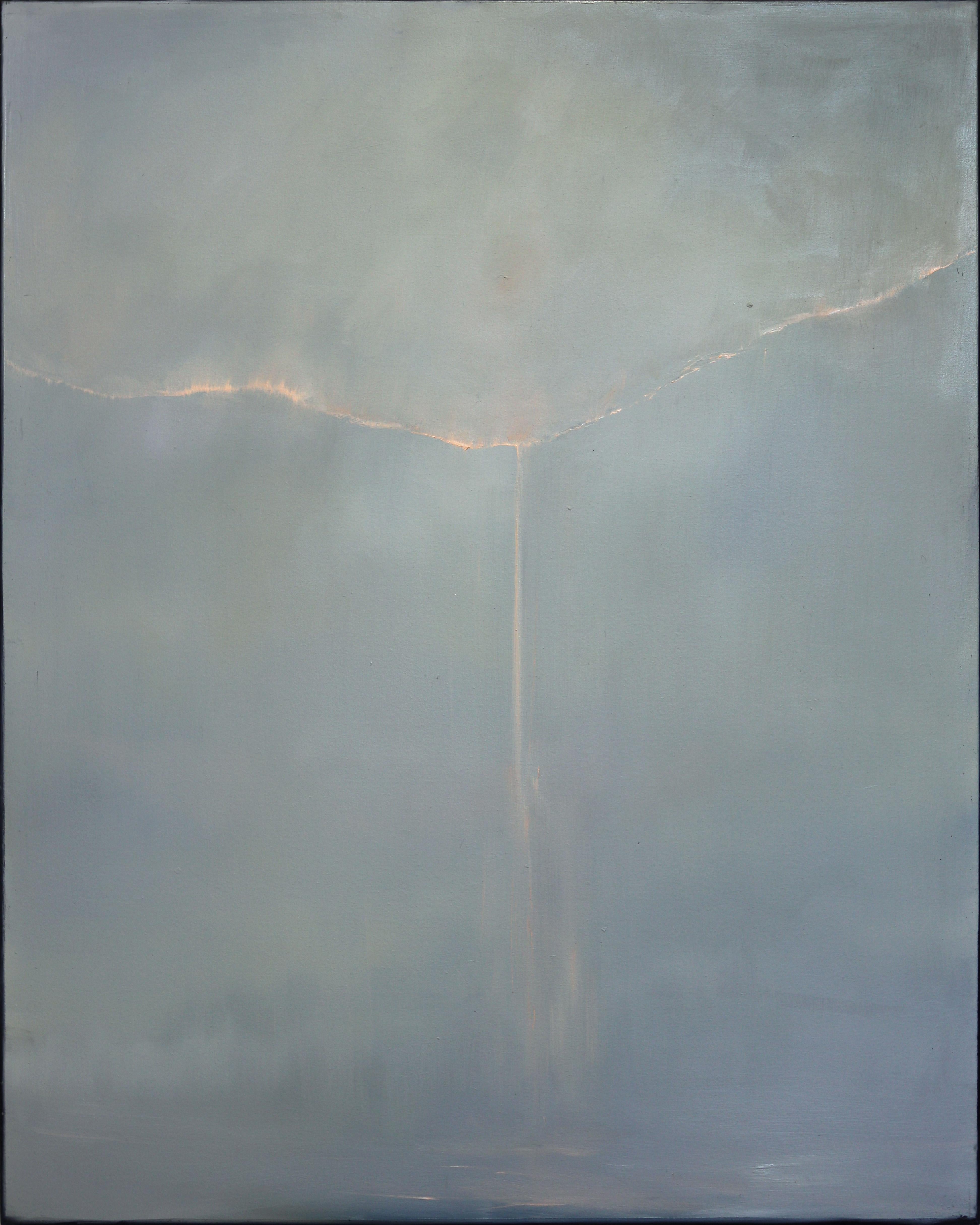Mark Acetelli Abstract Painting - Falling Fire - Muted Color Atmospheric Abstract Alluring Oil Painting on Canvas