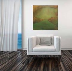 Flow - Moody Abstract  Warm Tone Atmospheric Landscape Oil Painting on Canvas