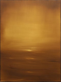 Hora dorada - Pintura al óleo sobre lienzo de un paisaje atmosférico moderno de tonos cálidos