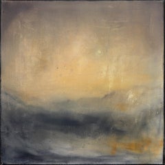 Golden Slumber - Paesaggio atmosferico astratto e lunatico dipinto a olio su tela
