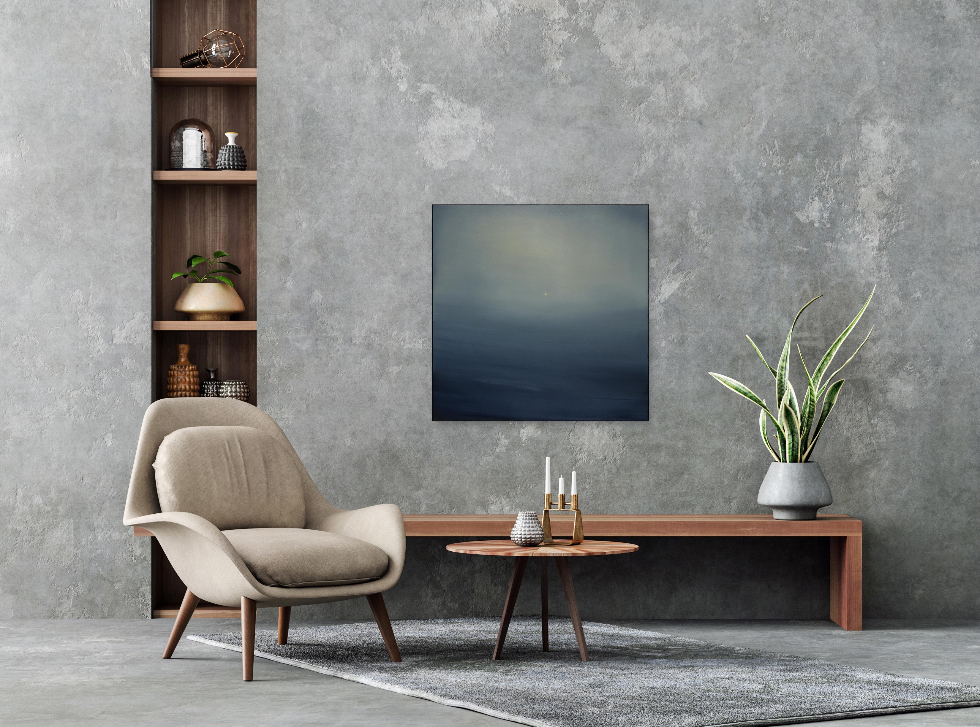 Guided By Your Light - Abstract Atmospheric Landscape Oil Painting on Canvas - Black Landscape Painting by Mark Acetelli