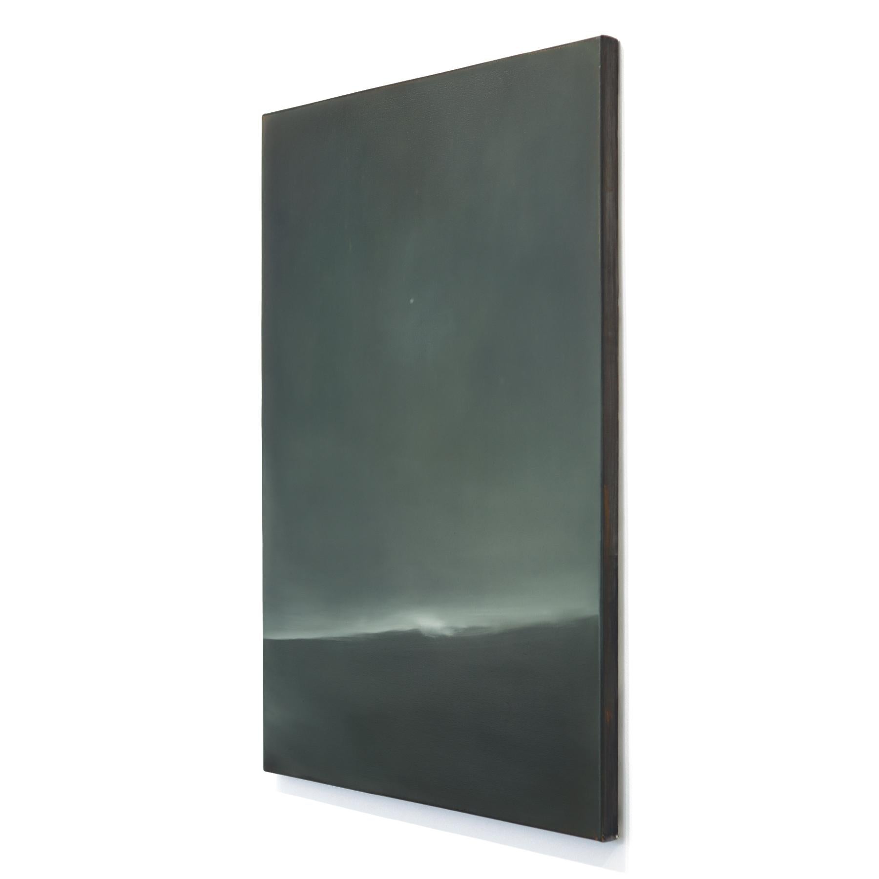Last Wave - Pittura ad olio su tela originale di un paesaggio astratto e d'atmosfera - Abstract Painting Nero di Mark Acetelli