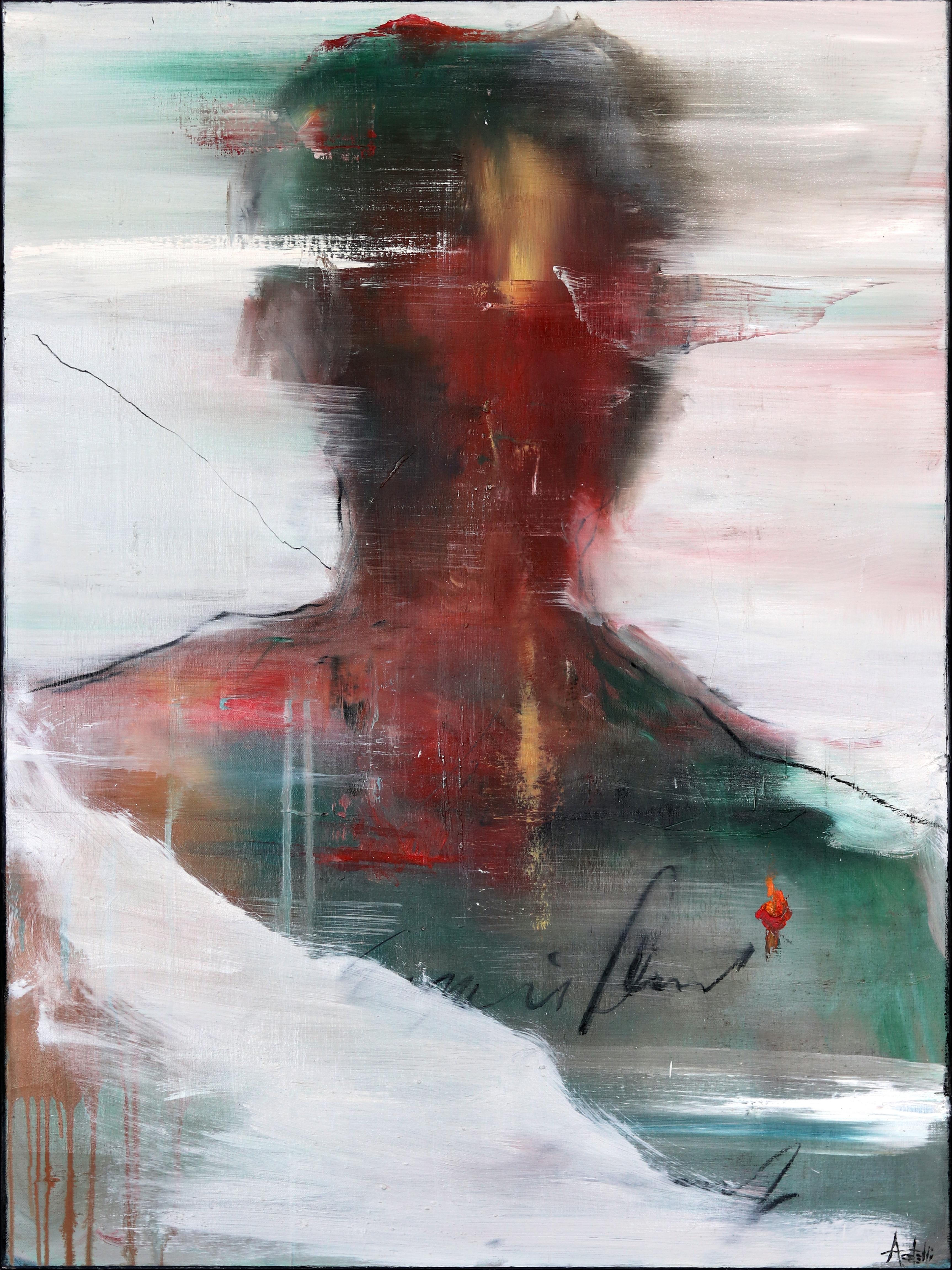 Lorenzo  - Original Oil on Canvas Abstract Figurative Painting - Mixed Media Art by Mark Acetelli