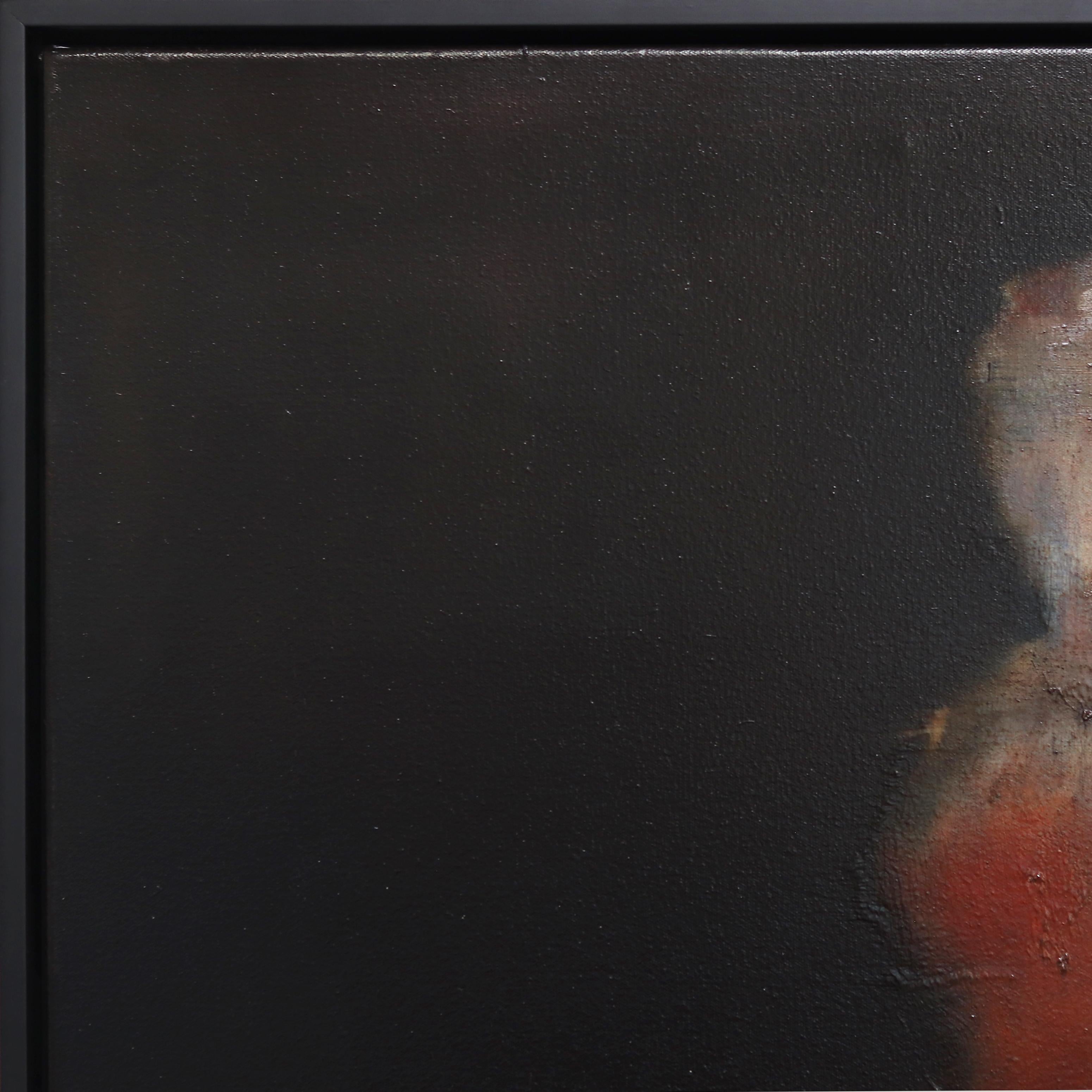 Lucia L'Amour -  Pintura al óleo figurativa abstracta con marco negro - Painting Abstracto de Mark Acetelli