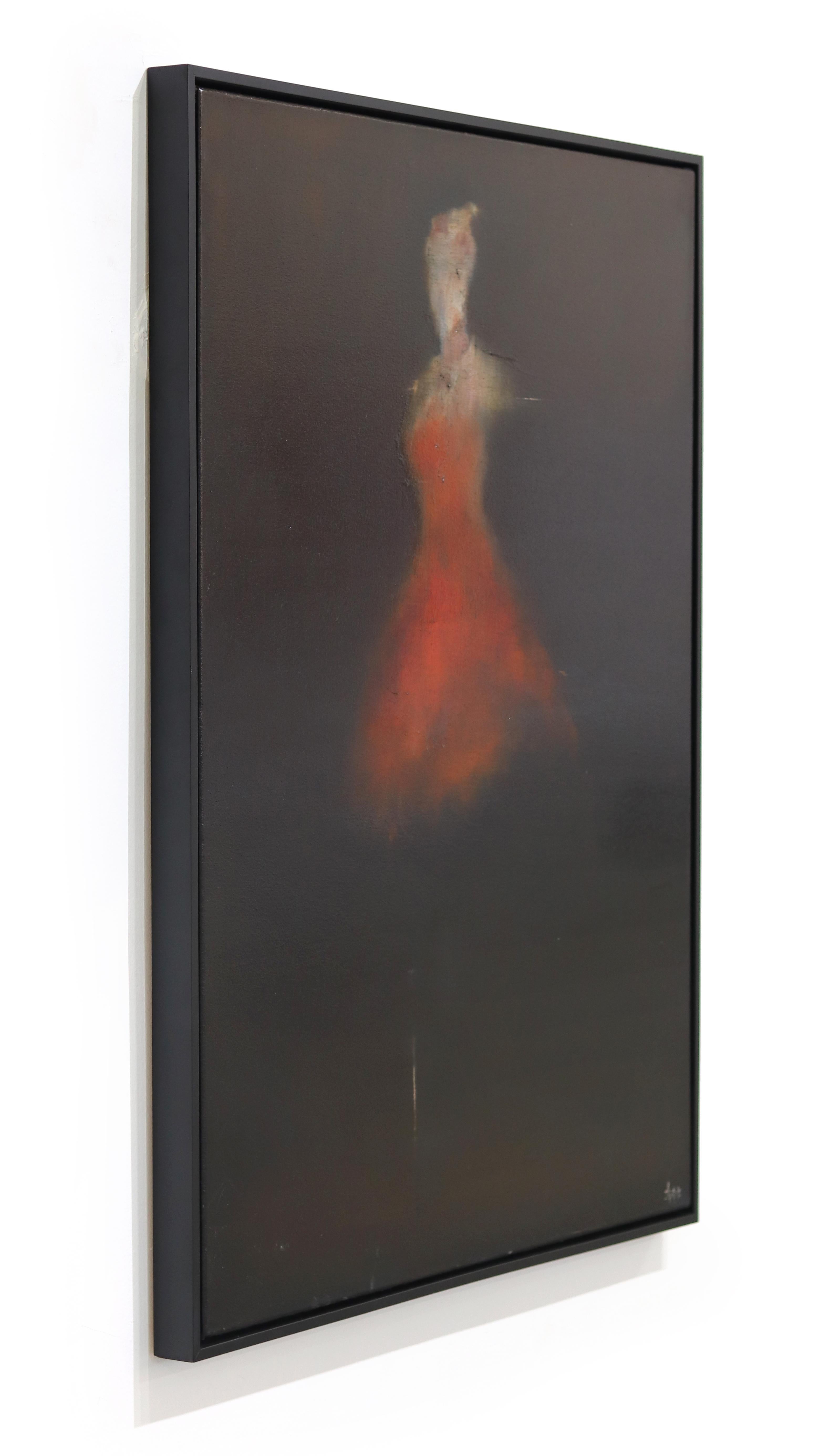 Lucia L'Amour -  Pintura al óleo figurativa abstracta con marco negro - Figurative Painting Negro de Mark Acetelli